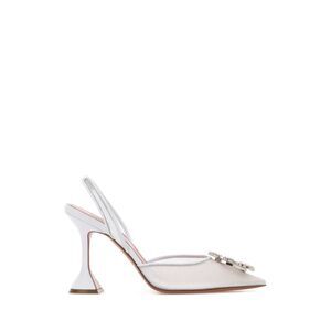 Amina Muaddi Women White Mesh Begum Pumps